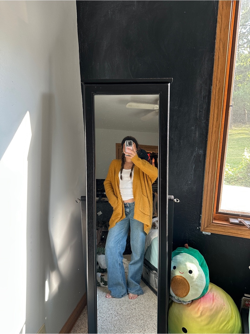 Altar'd State Mustard Open-Front Knit Cardigan